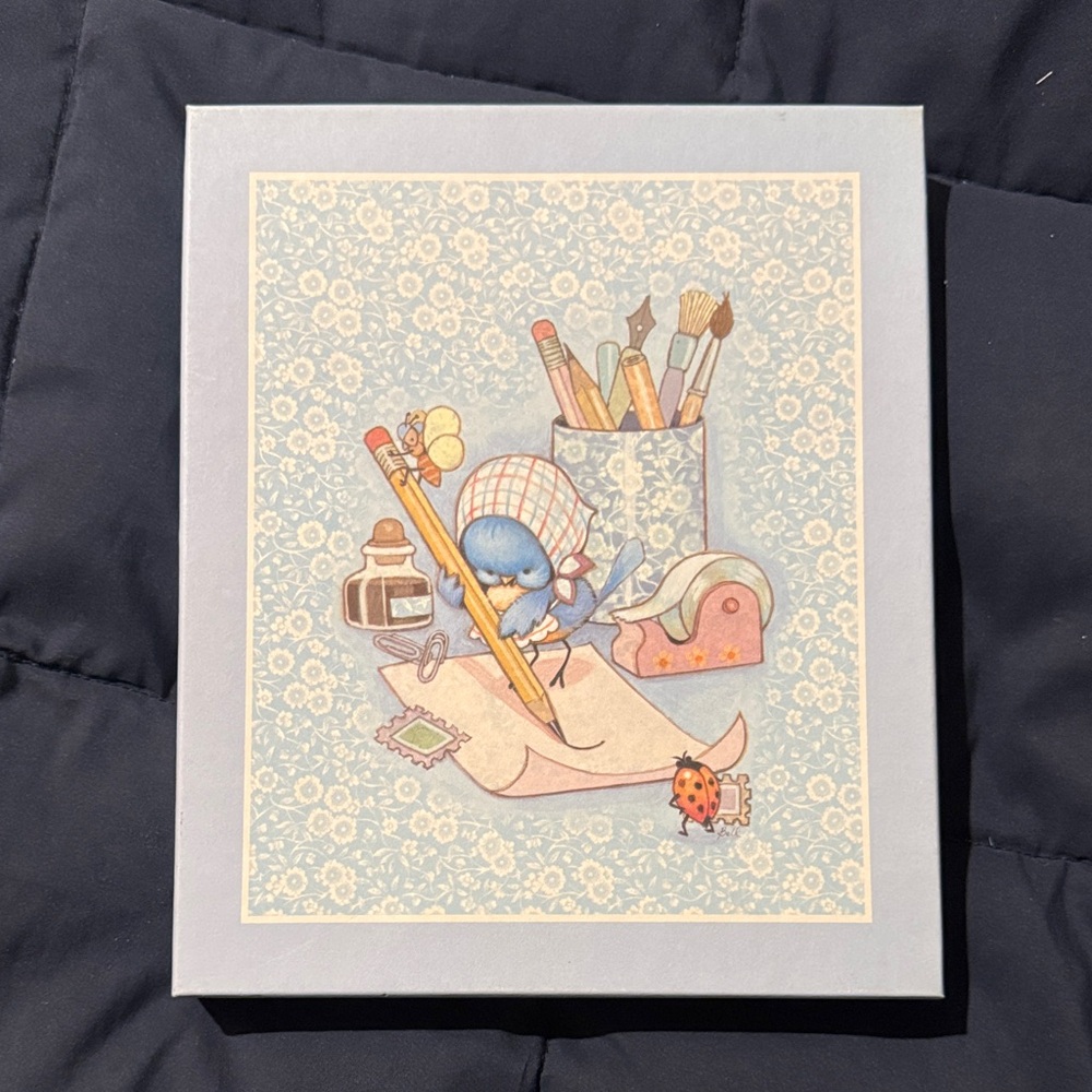 Hallmark Illustration with Blue and Cream Floral Design Stationery